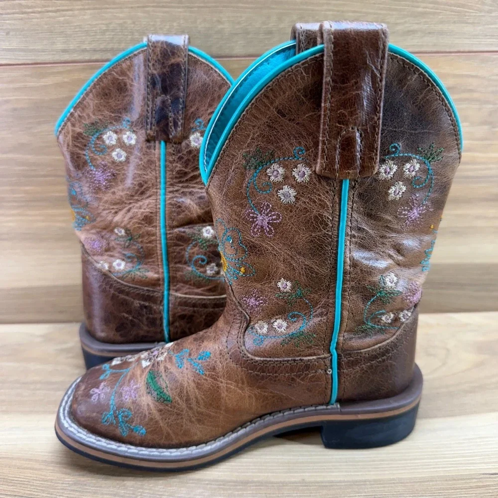Smoky Mountain Boots Little Girls 10.5 Embroidered Floral Square Toe Rodeo Ranch